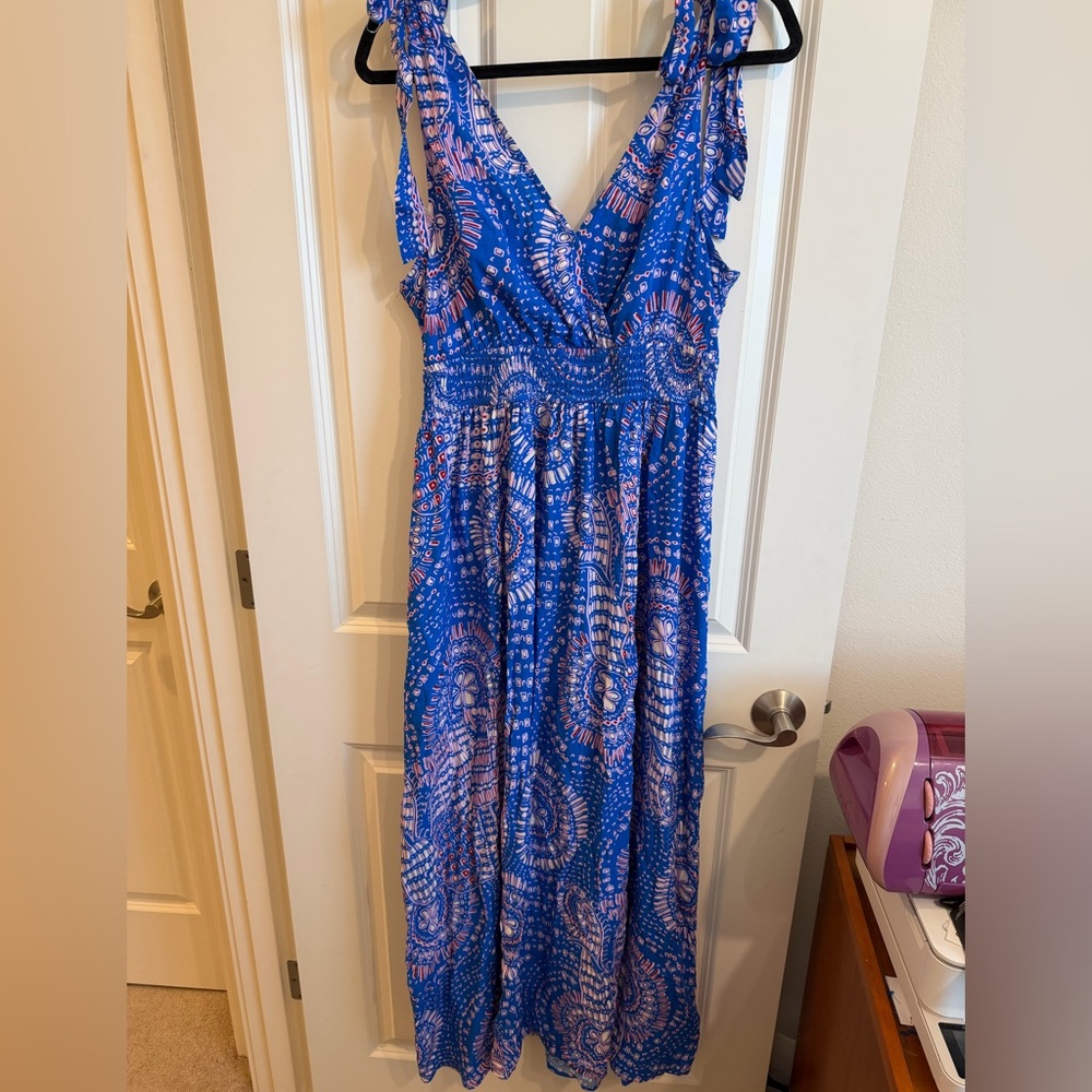 Cupshe maxi blue tank dress size large